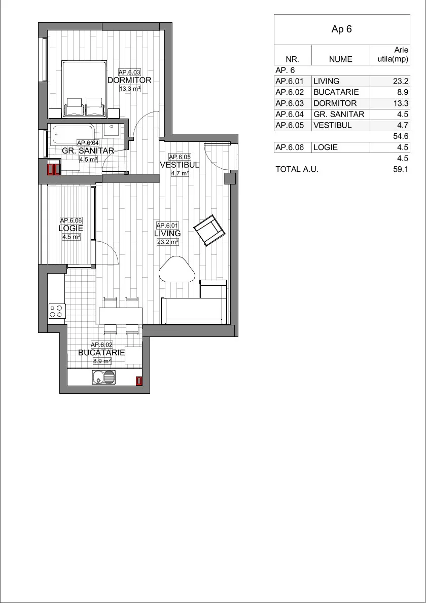 Schiță Apartamente 2 camere